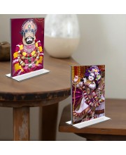 Lord Khatu shyam & Sri Krishna Acrylic T-Style Photo Stand - 11x13 Inches, Compact and Stylish Spiritual Display, easily change 2 photos (Pack of 1)