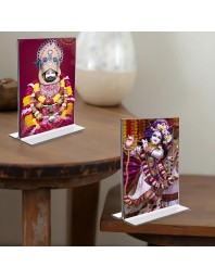 Lord Khatu shyam & Sri Krishna Acrylic T-Style Photo Stand - 11x13 Inches, Compact and Stylish Spiritual Display, easily change 2 photos (Pack of 1)