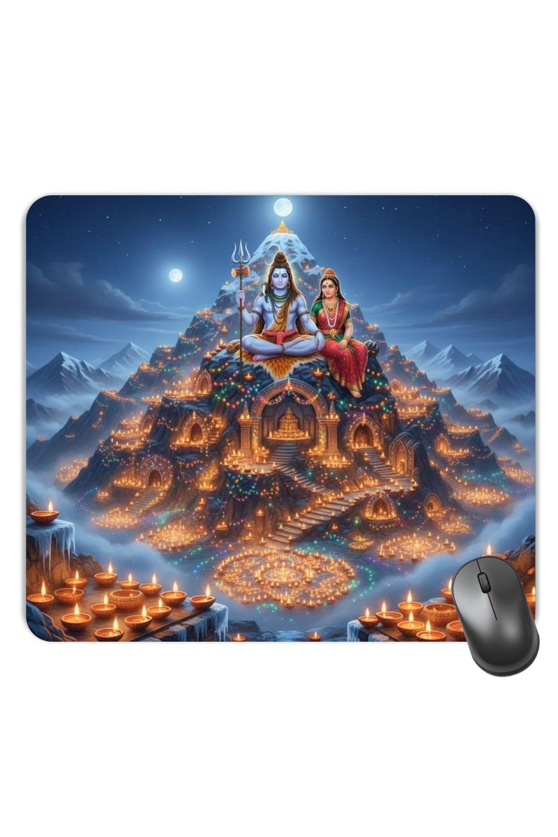 Customized Lord Shiva and Parvathi Picture Sublimation Mouse Pad | 8 X 7.5 Inch | Smooth Cloth Surface | Non-Slip Rubber Base | Personalized Mousepad for Laptop & Desktop (F17019)