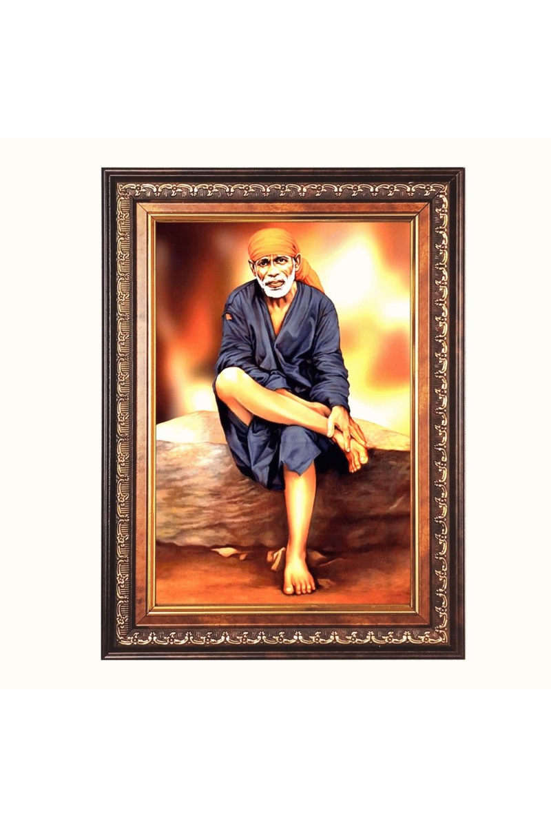 Sri Sai Baba Color Photo 10x14 Inch - Vibrant Religious Wall Art for Home or Office Decor.