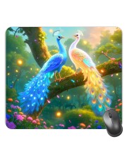 Customized Beautiful Peacocks Picture Sublimation Mouse Pad | 8 X 7.5 Inch | Smooth Cloth Surface | Non-Slip Rubber Base | Personalized Mousepad for Laptop & Desktop (F17296)