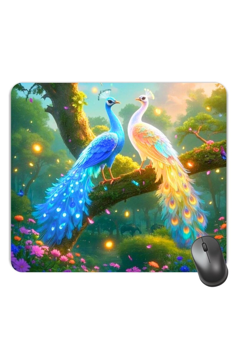 Customized Beautiful Peacocks Picture Sublimation Mouse Pad | 8 X 7.5 Inch | Smooth Cloth Surface | Non-Slip Rubber Base | Personalized Mousepad for Laptop & Desktop (F17296)