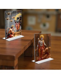 Sri Hanuman & Sri Ram Acrylic T-Style Photo Stand - 5x7 Inches, Compact and Stylish Spiritual Display, easily change 2 photos (Pack of 1)