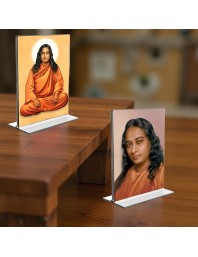 Sri Sri Paramahansa Yogananda Acrylic T-Style Photo Stand - 5x7 Inches, Compact and Stylish Spiritual Display, easily change 2 photos (Pack of 1)