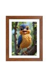 AI Funny Cute Bird On Tree Art Picture for Kids - 16x20 inches, Brown Color - Perfect Wall Decor for Children's Room