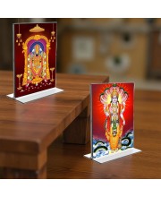 Lord Tirupati Balaji & Lord Vishnu Acrylic T-Style Photo Stand - 11x13 Inches, Compact and Stylish Spiritual Display, easily change 2 photos (Pack of 1)