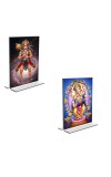 Car Desk/Table Top Sri Hanuman & Lord Ganesh Acrylic T-Style Photo Stand - 2.5x3.5 Inches, Compact and Stylish Spiritual Display, easily change 2 photos (Pack of 1)