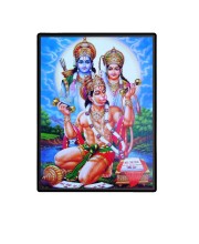 Hanuman with Ram Sita Laminated Photo - 5x7 Inches, Divine Blessings for Home & Office and Temple Decoration