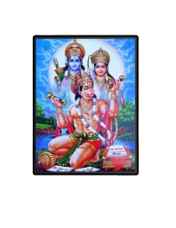 Hanuman with Ram Sita Laminated Photo - 5x7 Inches, Divine Blessings for Home & Office and Temple Decoration
