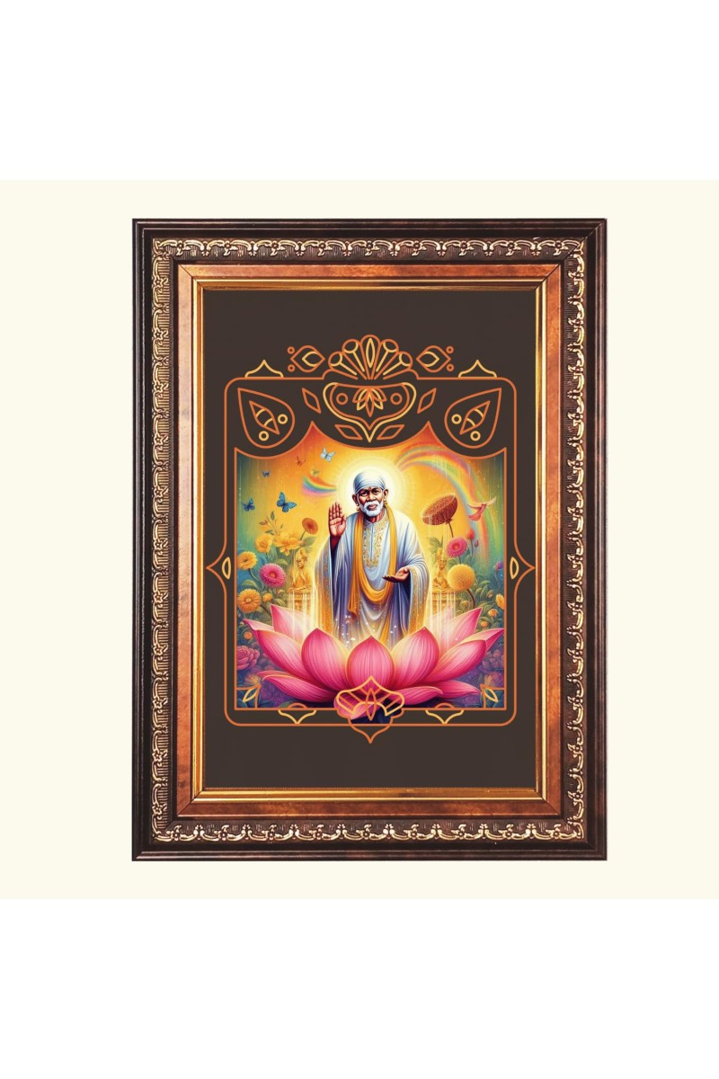 Sri Sai Baba Color Photo 10x14 Inch - Vibrant Religious Wall Art for Home or Office Decor.