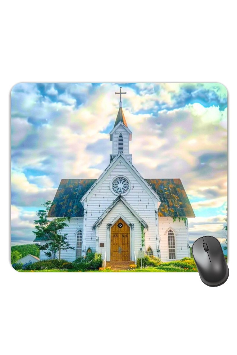 Customized Beautiful Church Picture Sublimation Mouse Pad | 8 X 7.5 Inch | Smooth Cloth Surface | Non-Slip Rubber Base | Personalized Mousepad for Laptop & Desktop (F17194)