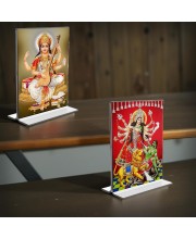 Debi Saraswati & Debi Lakhsmi Acrylic T-Style Photo Stand - 9x11 Inches, Compact and Stylish Spiritual Display, easily change 2 photos (Pack of 1)