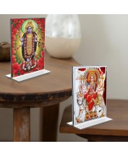 Debi Kali & Debi Durga Acrylic T-Style Photo Stand - 11x13 Inches, Compact and Stylish Spiritual Display, easily change 2 photos (Pack of 1)