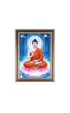 Lord Buddha Photo Frame - 10x14 Inches, Brown Wooden Frame for Home, Office & Temple Decoration