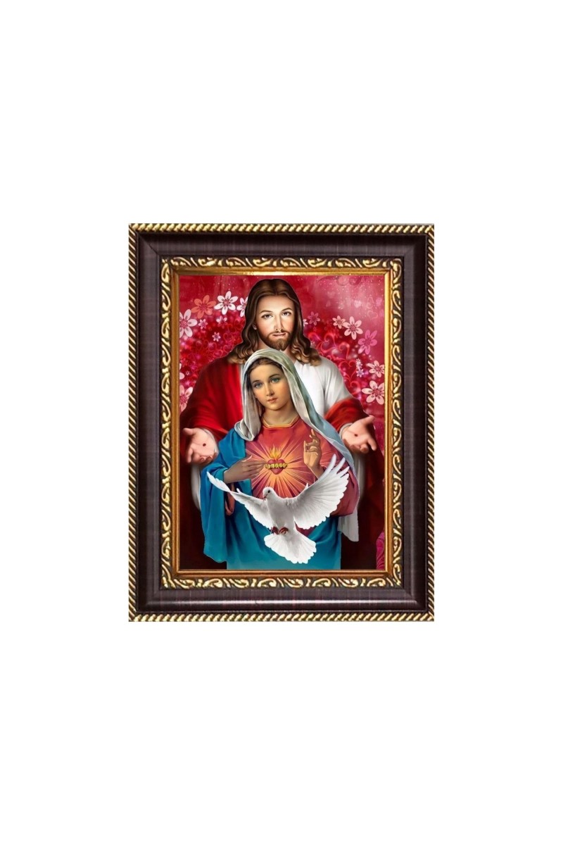 Jesus and Mata Mary Digital Print Photo 6.7x8.7 inches - Vibrant Religious Wall Art for Home or Office Decor.