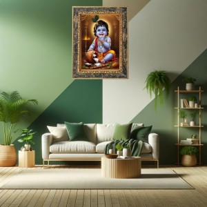 Lord Baby Krishna Digital Print Photo 12.7x14.7 inches (I6015) - Vibrant Religious Wall Art for Home or Office Decor. Lord Baby Krishna Digital Print Photo 12.7x14.7 inches (I6015) - Vibrant Religious Wall Art for Home or Office Decor.