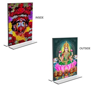 Debi Tara & Debi Lakhsmi Acrylic T-Style Photo Stand - 7x9 Inches, Compact and Stylish Spiritual Display, easily change 2 photos (Pack of 1)