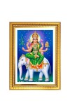 Bhagvti gajantmahalashmi Photo Frame - 10x14 Inches, Brown Wooden Frame for Home, Office & Temple Decoration