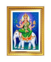 Bhagvti gajantmahalashmi Photo Frame - 10x14 Inches, Brown Wooden Frame for Home, Office & Temple Decoration