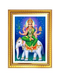 Bhagvti gajantmahalashmi Photo Frame - 10x14 Inches, Brown Wooden Frame for Home, Office & Temple Decoration