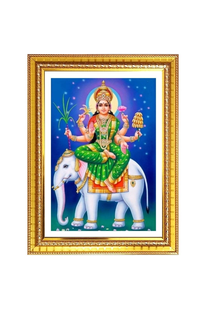 Bhagvti gajantmahalashmi Photo Frame - 10x14 Inches, Brown Wooden Frame for Home, Office & Temple Decoration