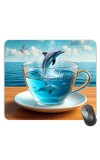Customized Beautiful Sea Dolphin in Cup Picture Sublimation Mouse Pad | 8 X 7.5 Inch | Smooth Cloth Surface | Non-Slip Rubber Base | Personalized Mousepad for Laptop & Desktop (F17312)