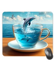 Customized Beautiful Sea Dolphin in Cup Picture Sublimation Mouse Pad | 8 X 7.5 Inch | Smooth Cloth Surface | Non-Slip Rubber Base | Personalized Mousepad for Laptop & Desktop (F17312)