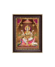 Sri Maa Saraswati Digital Print Photo 6.7x8.7 inches - Vibrant Religious Wall Art for Home, Office and Temple Decor.