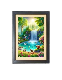 Animals in nature Photo Frame Funny Animal and Bird Cartoon Art, Black color, 15x19 Inch