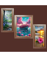 3-Pack Beautiful view Photo Frames - 2 Pieces 10x17 Inch & 1 Piece 14x17 Inch - Rustic Wall Art for Home & Office Decor - Botanical Wall Hanging for Living Room, Bedroom, or Workspace