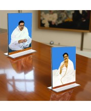 Sri Sri Thakur Anukul Chandra Thakur & Sri Baroda Acrylic T-Style Photo Stand - 7x9 Inches, Compact and Stylish Spiritual Display, easily change 2 photos (Pack of 1)