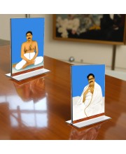 Anukul Chandra Thakur & Sri Baroda Acrylic T-Style Photo Stand - 11x13 Inches, Compact and Stylish Spiritual Display, easily change 2 photos (Pack of 1)