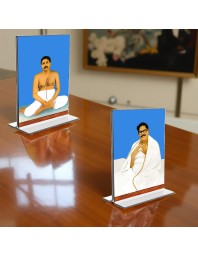 Anukul Chandra Thakur & Sri Baroda Acrylic T-Style Photo Stand, Compact and Stylish Spiritual Display, easily change 2 photos (Pack of 1)