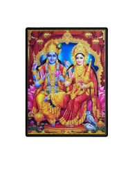 Vishnu Lakshmi Laminated Photo - 5x7 Inches, Divine Blessings for Home & Office and Temple Decoration