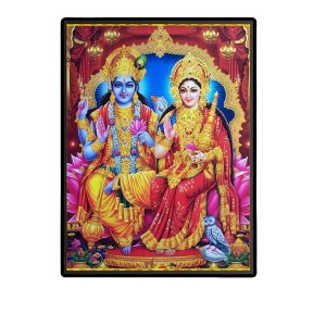 Vishnu Lakshmi Laminated Photo - 5x7 Inches, Divine Blessings for Home & Office and Temple Decoration