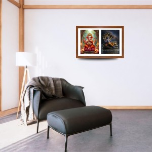 Lord ganesha and vishnu Photo Frame - 19x23Inches - Spiritual Artwork for Home Decor, Puja Room and Office Decoration