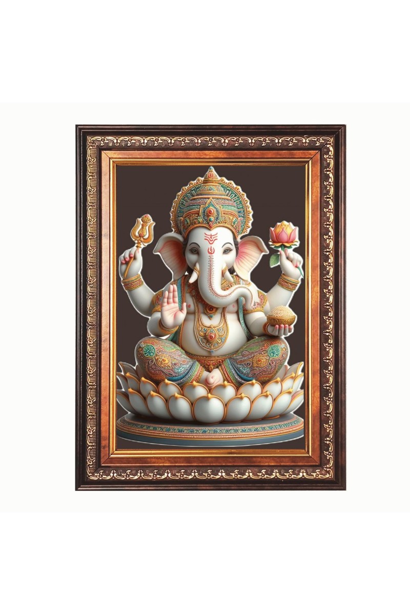Sri Ganesh Color Photo 10x14 Inch - Vibrant Religious Wall Art for Home or Office Decor.