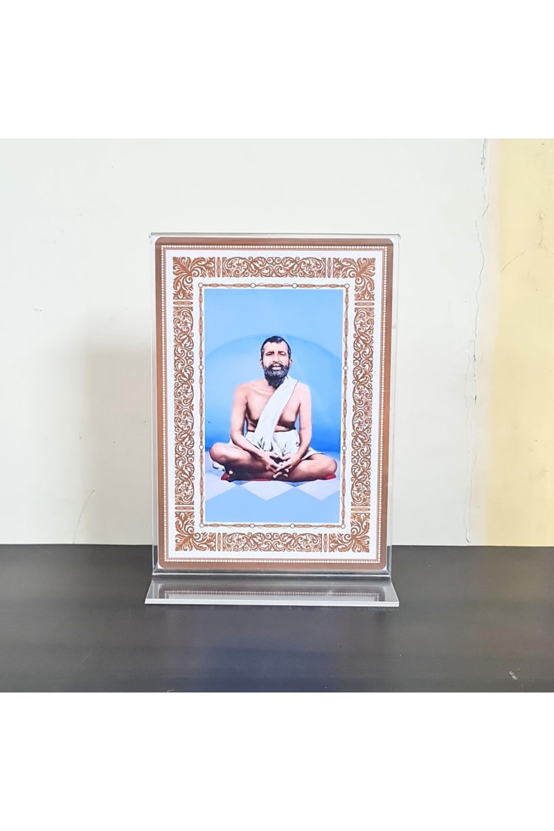 HiTechMart Sri Sri Ramkrishna Dev Acrylic Photo Frame, Hindu God Idol Picture for Home, Office and Mandir, Decorative Frame for Pooja and Gifting