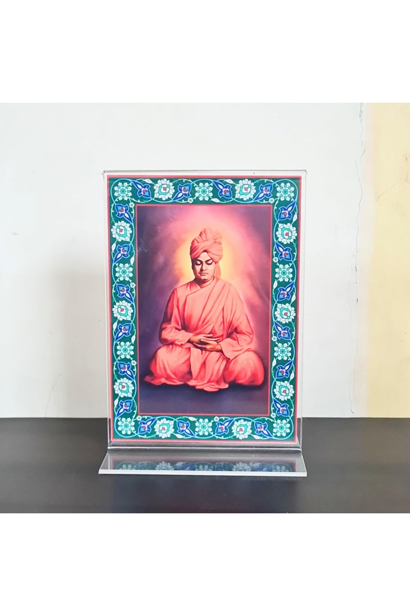 HiTechMart Swami Vivekananda Acrylic Photo Frame, Hindu God Idol Picture for Home, Office and Mandir, Decorative Frame for Pooja and Gifting