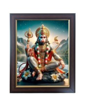 Hitech Sales Shri Mahabali Hanumanji Photo Frame for Pooja Room, Temple Decor, Home Decoration and Gift (Wall and Tabletop, Rectangular, Polystyrene Frame, Printed Photo, 24 x 29 cm, Black)