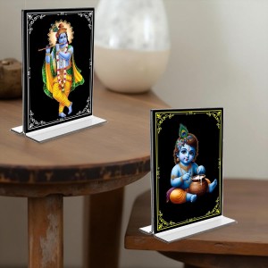 Sri Krishna Acrylic T-Style Photo Stand - 9x11 Inches, Compact and Stylish Spiritual Display, easily change 2 photos (Pack of 1) Sri Krishna Acrylic T-Style Photo Stand - 9x11 Inches, Compact and Stylish Spiritual Display, easily change 2 photos (Pack of 1)