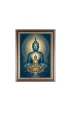 Lord Buddha Photo Frame - 10x14 Inches, Brown Wooden Frame for Home, Office & Temple Decoration