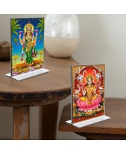 Debi Lakshmi Acrylic T-Style Photo Stand - 11x13 Inches, Compact and Stylish Spiritual Display, easily change 2 photos (Pack of 1)