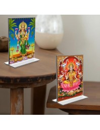 Debi Lakshmi Acrylic T-Style Photo Stand - 9x11 Inches, Compact and Stylish Spiritual Display, easily change 2 photos (Pack of 1)