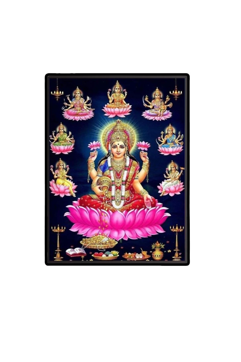 AshtaLakshmi Laminated Photo - 5x7 Inches, Divine Blessings for Home & Office and Temple Decoration