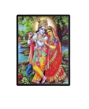 Radha Krishna Laminated Photo - 5x7 Inches, Divine Blessings for Home & Office and Temple Decoration