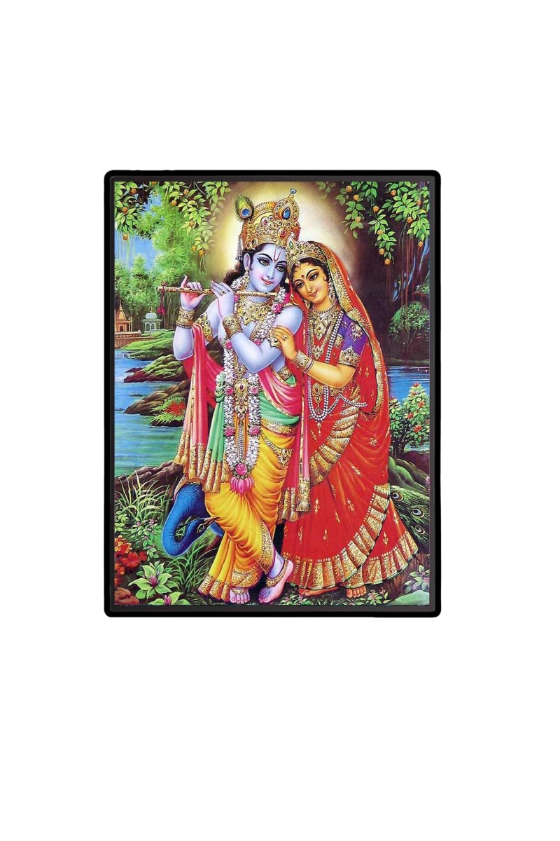 Radha Krishna Laminated Photo - 5x7 Inches, Divine Blessings for Home & Office and Temple Decoration