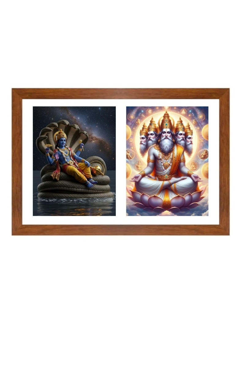 lord vishnu and bramha Photo Frame - 13x17Inches - Spiritual Artwork for Home Decor, Puja Room and Office Decoration