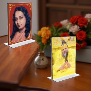 Car Desk/Table Top Sri Sri Paramahansa Yogananda & Sri premanand ji maharaj Acrylic T-Style Photo Stand - 2.5x3.5 Inches, Compact and Stylish Spiritual Display, easily change 2 photos (Pack of 1) Car Desk/Table Top Sri Sri Paramahansa Yogananda & Sri premanand ji maharaj Acrylic T-Style Photo Stand - 2.5x3.5 Inches, Compact and Stylish Spiritual Display, easily change 2 photos (Pack of 1)