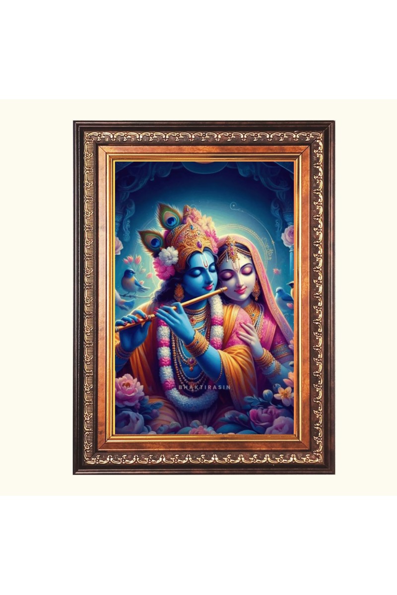 Sri Radha Krishna Color Photo 10x14 Inch - Vibrant Religious Wall Art for Home or Office Decor.